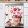 MLGB Valentine's Day Dishwasher Magnet Front Cover Sticker, Love Balloon Dish Washer Door Sticker, Rose Flower Birds Fridge Decals Sheet Kitchen Decoration, 23"x26" Magnetic