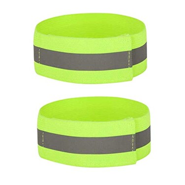 2PCS High Visibility Armbands, Elasticated Ankle Bands Hi Vis Reflective Running Armbands Wristbands Slap Armbands Reflector Strips Safety Bands For Running Walking Cycling Jogging Nigh Outdoor Safety