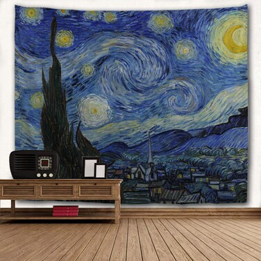 WIHVE Tapestry Starry Night Moon Wall Hanging Art Home Decor Polyester Tapestry for Living Room Bedroom Bathroom Kitchen Dorm 60 x 40 Inches