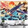 Cestbin Japanese Ukiyo-e Tapestry The Great Wave Tapestry hippie Koi Whale Sunset Tapestry, Psychedelic Sun Animal Ocean trippy Tapestry for Dorm Bedroom Living Room (Sunset Wave, 51.2" x 59.1")