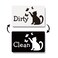 Funny Clean Dirty Magnet for Dishwasher, Cute Black and White Cat Dishwasher Magnet Clean Dirty Sign, Double Sided Kitchen Flip Indicator, Reversible Cat Magnet for Refrigerator Dish Washer Magnet