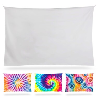 Julie Blue Plain White Tapestry 100% Cotton Blank Tapestry with Loops for DIY and Tie Dye - Perimeter Stitching - Ready to Use - Hand Made in the USA (35x50, White)