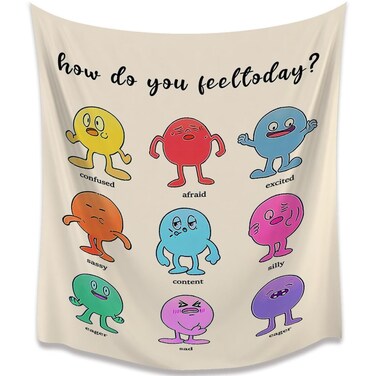 Retro Cute Kids Wall Tapestry for Bedroom,Funny Room Art Tapestry Aesthetic, Emotions Quote Tapestry Wall Hanging Decor for Bedroom Living Room Dorm 24"x36