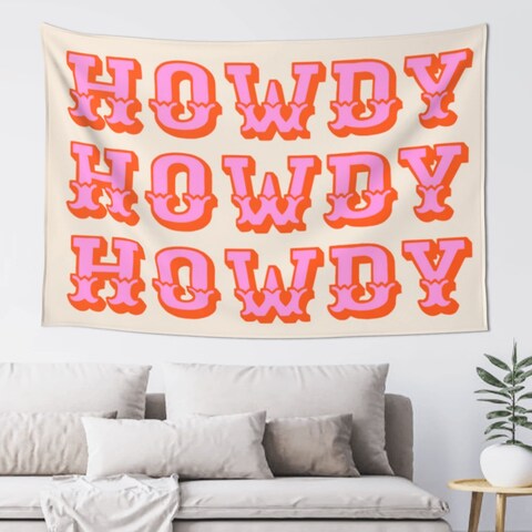 EAGSTS Howdy Tapestry Cute Preppy Retro Vintage Funny Tapestry Decor Aesthetic for College Bedroom Decoration Living Room Wall Decoration Gift Tapestry 60x40 inches