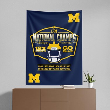 Northwest NCAA Michigan Wolverines 2023 FBC National Champions Wall Hanging Tapestry, 50" x 60", Nameplate