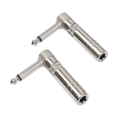 WJSTN Right Angle 1/4 TRS Adapter, 6.35mm Male to Female Stereo Audio Jack, 2 Pack (TS Male to TS Female)