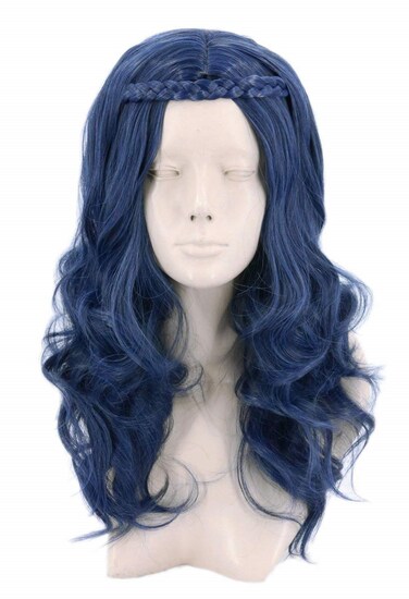 Topcosplay Girls Kids Child Wig Dark Blue Wave Halloween Costume Wigs Cosplay Wig
