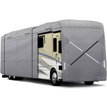 XGear Outdoors Class A RV Cover Windproof Upgraded fits 28' - 30' RV Motorhome, Extra-Thick 5 Layers Anti-UV Top Panel, Rip-Stop with 2PCS Extra Straps (Fits 28' - 30'/ W Tire Covers)