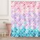 RosieLily Mermaid Scale Shower Curtain, Mermaid Shower Curtain, Ocean Themed Shower Curtain, Pink and Blue Shower Curtain, Fantasy Girls Bathroom Decor with 12 Hooks, 72''W x 72''H