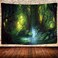 Enchanted Forest Tapestry Fantasy Forest Tree Nature Landscape Tapestry Wall Hanging Fairy Tale World Waterfall Tapestry Wall Hanging for Home Decor Picnic Mat Tablecloth 80X60 Inches GTQQUH792
