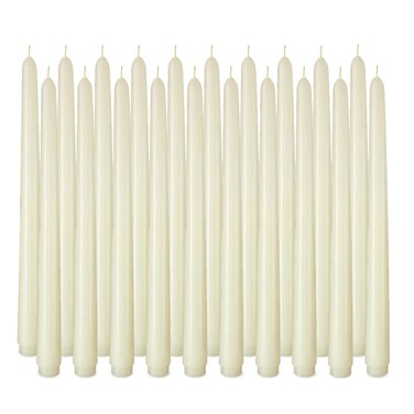 Arosky 20 Pack Ivory Taper Candles, 7-8 Hours Burn Time, Unscented and Smokeless, 4/5 x 10 Inch Dinner Candle Set for Household, Wedding, Party and Home D&Atilde;&copy;cor Candlesticks