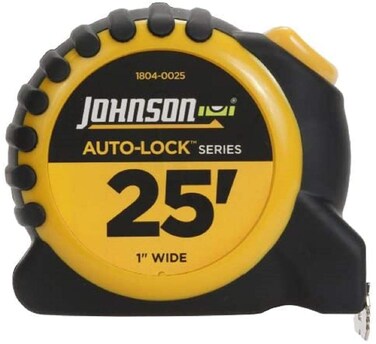 Johnson Level &amp; Tool 1804-0025 Auto-Lock Power Tape, 25', Black/Yellow, 1 Tape
