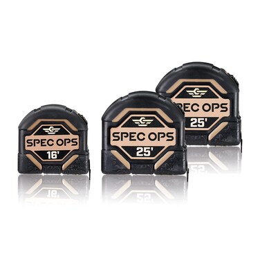 Spec Ops Tools 16-Foot &amp; (2) 25-Foot Tape Measure Tool Set, 1 1/4" Double-Sided Blade, Military-Grade Composite Case, 3% Donated to Veterans, 3 Pack