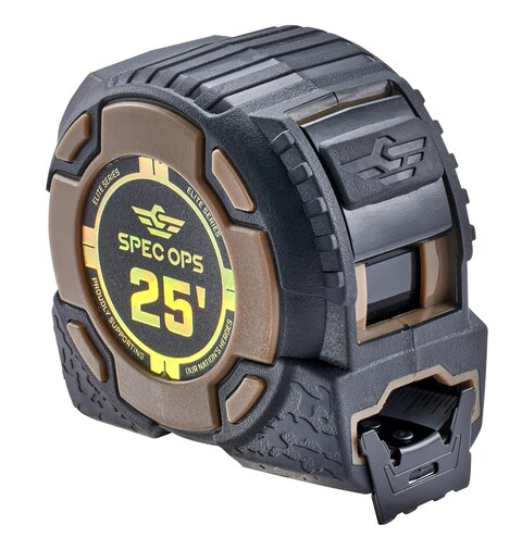 Spec Ops Tools 25-Foot Elite Series Tape Measure, 1 1/4&quot; Double-Sided Blade, 12 Feet of Stand Out, Military-Grade Composite Case, 3% Donated to Veterans