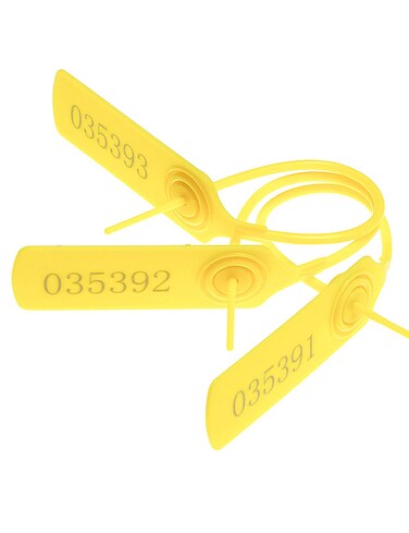 XF-Vel Pull-tite Security Seal Tamper Resistant Tags Plastic Padlock Sign Ties Numbered (Yellow, 100pcs)
