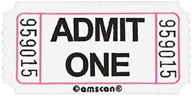 Admit One White Ticket Roll - 1" x 2" (1 Roll of 2,000 Tickets) - Ideal for Events, Raffles, &amp; Entry Control