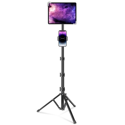 elitehood Ipad Tripod Stand, 65 Inch Height Adjustable iPad Stand Holder &amp; iPad Floor Stand with 360 Rotating Floor Tablet Tripod Stand for iPad Pro 12.9 11, iPad Air, and All 9.5-14.5 Inch Tablets