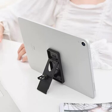 WUOJI Universal Tablet Ring Holder -Tablet Stand Adjustable Universal Tablet Hand Strap Holder, 360 Degrees Handle Grip Handle Grip with Adhesive Patch for Tab and All 7-11" Tablets, Black-2PC