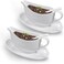 Qlans Gravy Boat With Ladle and Saucer 17 Oz,Ceramic Sauce Boat with Tray for Salad Dressings Milk,Warming Sauces,Creamer,Broth,Black Pepper,White (2 PCS New Gravy Boat With Ladle and Saucer)