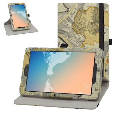 Bige for Alcatel Joy Tab 2 Case,360 Degree Rotary Stand with Cute Pattern Cover for 8" Verison Alcatel TCL Tab 8 (Model TCL 9038s)/T-Mobile Alcatel Joy Tab 2 8 (Model 9032Z) Tablet,Map White