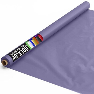 Exquisite Lavender Plastic Table Cover Roll 40" X 100' Table Cloth Plastic Cover Roll - Premium Quality Banquet Rolls - Disposable Tablecloth Rolls - Table Cloth Rectangle Table Rolls