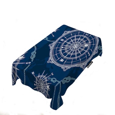 Moslion Compass Tablecloth 52x70 Inch World Map Wind Rose Rope Knot Nautical Retro Hand Drawn Navigation Rectangle Tablecloth Picnic Tablecloth BBQ Table Cloths Polyester for Kitchen