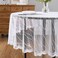 DECOPOTS White Round 90 inches Diameter Lace Tablecloth   Round Tablecloth with Modern Stripes Design   Dining Table Cover for 6-8 Guests (White, Round 90")