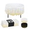 NORZEE 12-Pack White Disposable Plastic Tablecloths, 84" Plastic Table Cloth, Round Table Cover Gold CONFETY (12, White Gold)