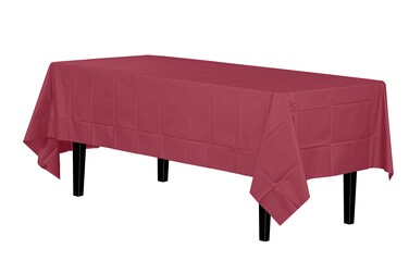 Crown Burgundy Plastic Table Cover 54" x 108