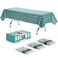 Exquisite Picnic Table Cover - 12 Pack Premium Rectangle Plastic Tablecloth - Teal &amp; White Checkered BBQ Plastic Table Cover - Gingham Checkerboard Disposable Plastic Tablecloth 54" x 108" Rectangle