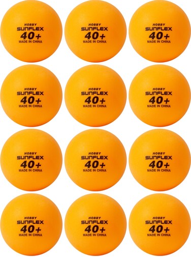 Sunflex Hobby Table Tennis Balls Pack of 12 Ping Pong Balls - Plastic 40+ Table Tennis Recreational Training Balls - Available in Two Colors - White and Orange
