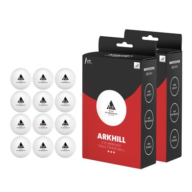 ARKHILL 3 Star Ping Pong for Table Tennis, ITTF Certified Professional 40+ Balls, Practice, Training, or Competition Use, White 40mm Ball Bulk Sets, High Performance 12 Pack
