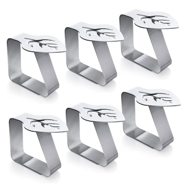 ProTensils 6 Pcs Picnic Tablecloth Clips for Outdoor Tables - Stainless Steel Table Cloth Clip, Fits for 1.9&acirc;&euro; Thick Tables, Metal Clamps for Picnic Table Clips, Dining Table Cloth Holder