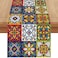 Jiudungs Linen Mexican Talavera Ceramic Tile Table Runner 108 Inches Long Mexican Fiesta Tablecloth Cinco De Mayo Party Decoration and Supplies for Home Party