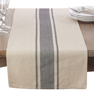 Cotton Table Runner With Banded Design