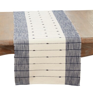 Saro Lifestyle Thin Stripe Table Runner, Navy Blue, 16"x72