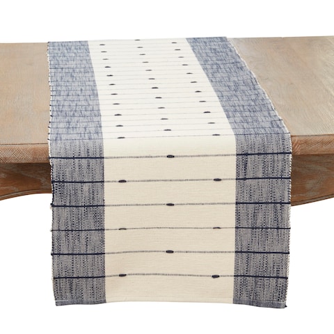 Saro Lifestyle Thin Stripe Table Runner, Navy Blue, 16&quot;x72
