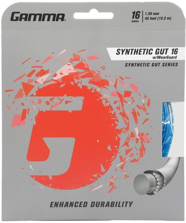 Gamma Sports 16g Synthetic Gut with Wearguard Tennis String Set, 40', Blue