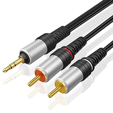 TNP 3.5mm to RCA Audio Cable - 3 Feet Gold Plated HiFi Sound Aux to RCA Cable Male to Male Stereo Audio Adapter Cable - 1/8 to RCA Stereo Cable for Smartphones, TV, Car Audio, Stereo Sound System