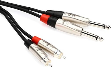 Hosa HPR-010X2 Pro Stereo Interconnect Cable - Dual REAN 1/4-inch TS Male to RCA Male - 10 foot
