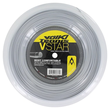 Volkl V-Star   Tennis Racquet String   Spin &amp; Control   Smooth Finish Co-Polymer String (Silver, 17, Reel)