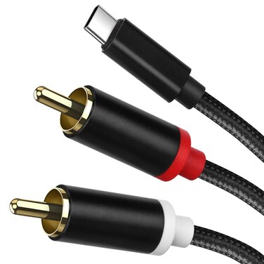 WORLDBOYU USB C to RCA Cable Audio Aux Adapter, Stereo Y Splitter Adapter for Select iPhone, iPad and iPod Models for Power Amplifier, Car, Home Theater, Speaker and More 10FT