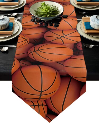 ALAGEO Basketball Sport Table Runner Dresser Scarves Ball Game Table Decorations Basketball Themed Table Covers Basketball Party Decorations Supplies Accessories Table Runner Tablecloth 13x108 inch