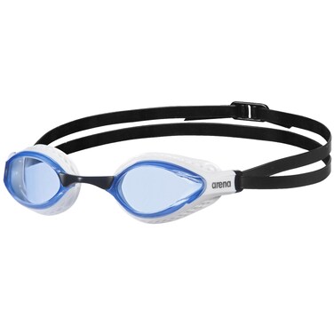 Arena Unisex Adult Air-Speed Anti-Fog Racing Swim Goggles for Men and Women Special Air Seals Technology No Leaking Non-Mirror Lens, Blue/White