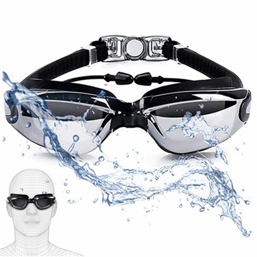 Airoads Shortsighted Swim Goggles Nearsighted Swimming Goggles Leakproof Anti Fog Swimming Goggles for Adult Men Women Youth (-4, Black)
