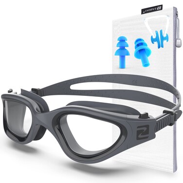 ZABERT Adult Swimming Goggles, Swim Goggles For Men Women Youth, Pool Water goggles Anti Fog Gray Clear Lens