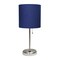 Simple Designs LT2044-NAV Brushed Steel Stick Table Desk Lamp with USB Charging Port and Drum Fabric Shade, Navy Blue Shade