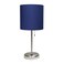 Simple Designs LT2044-NAV Brushed Steel Stick Table Desk Lamp with USB Charging Port and Drum Fabric Shade, Navy Blue Shade