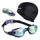 Uniswim Professional Swim Goggles Swim Cap Pack Swimming Goggles Silicone Swimming Cap Set for Swimming-Colorful Black