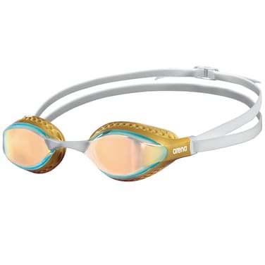 ARENA Unisex Adult Air-Speed Anti-Fog Racing Swim Goggles for Men and Women Special Air Seals Technology Mirror Lens, Yellow Copper/Gold